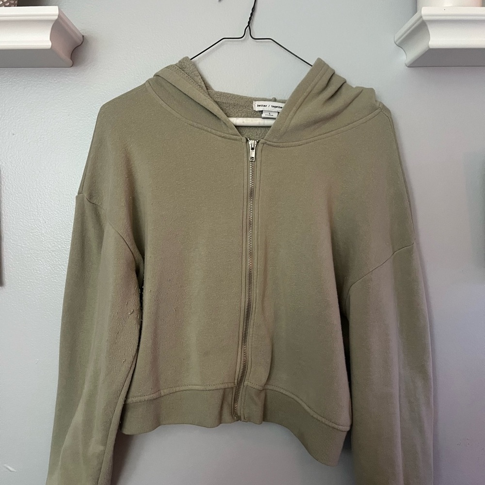 Olive Green Zip-Up Hoodie